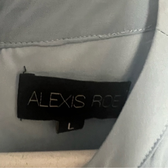 EC Light Blue Alexis Roe Wrap Dress Modest Ling Sleeve Lightweight Size Large - Picture 7 of 10